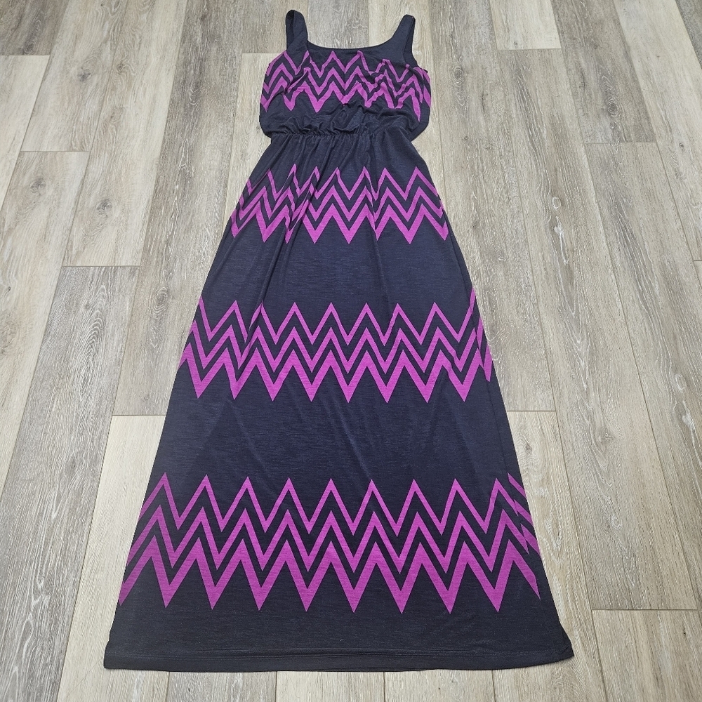 41 Hawthorn Stitch Fix Blouson Maxi Dress Sleeveless Geometric Women's Small - Picture 4 of 10